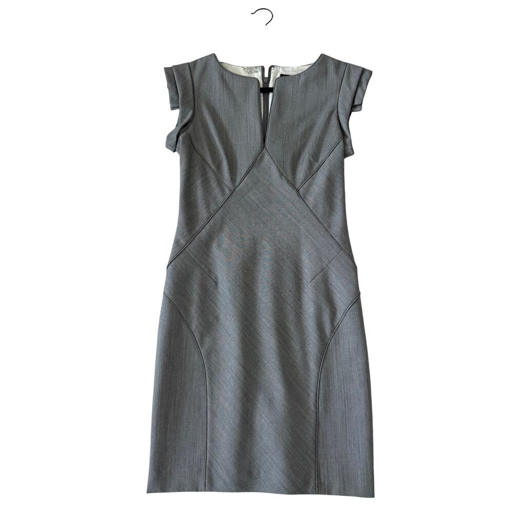 Ted Baker Structured Cap Sleeve V-Neck Dress or Wool Blend Sheath Dress sz 2 - Picture 10 of 10